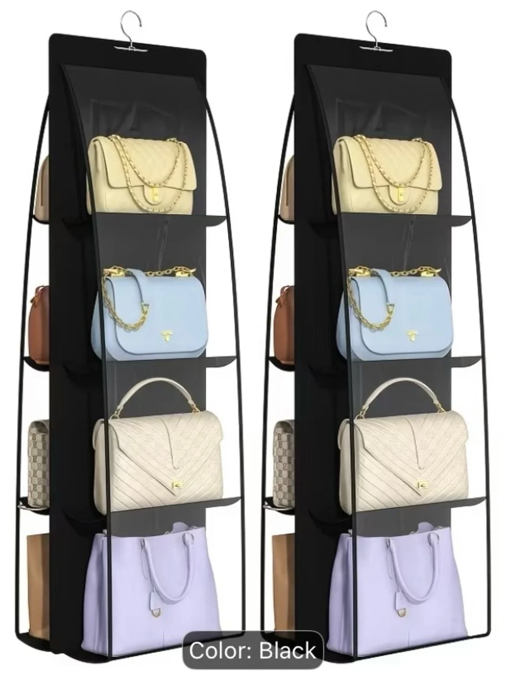 Black Hanging Purse Organizer for Closet - Brand: Amazon
